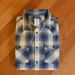 Patagonia Plaid 100% Organic Cotton Western Retro 90s Dual Pocket Blue Shirt M